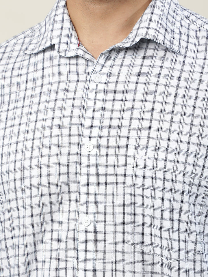White 100% Cotton Checked Shirt
