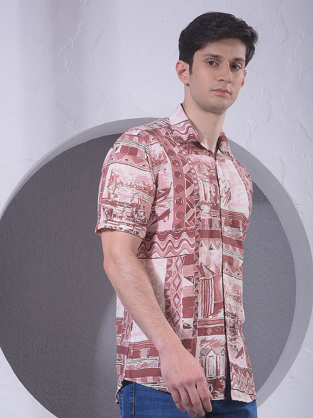 Rust Brown Heritage Print Shirt