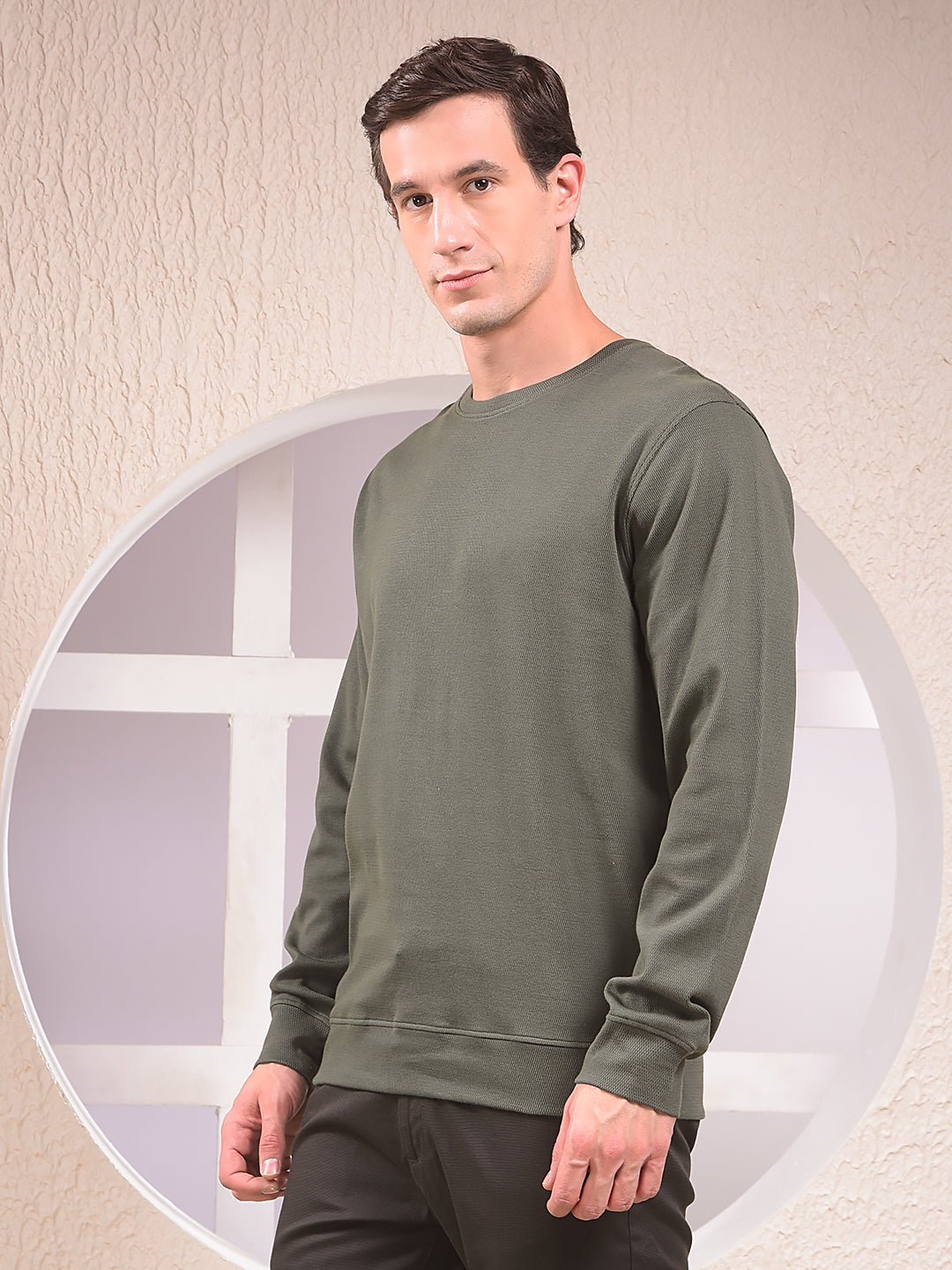 Green Jacquard 100% Cotton Sweatshirt