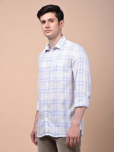Blue Checked Linen Shirt