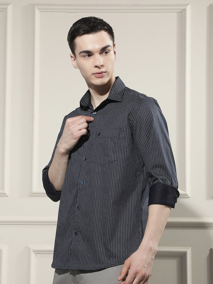 Navy Blue Printed Shirt