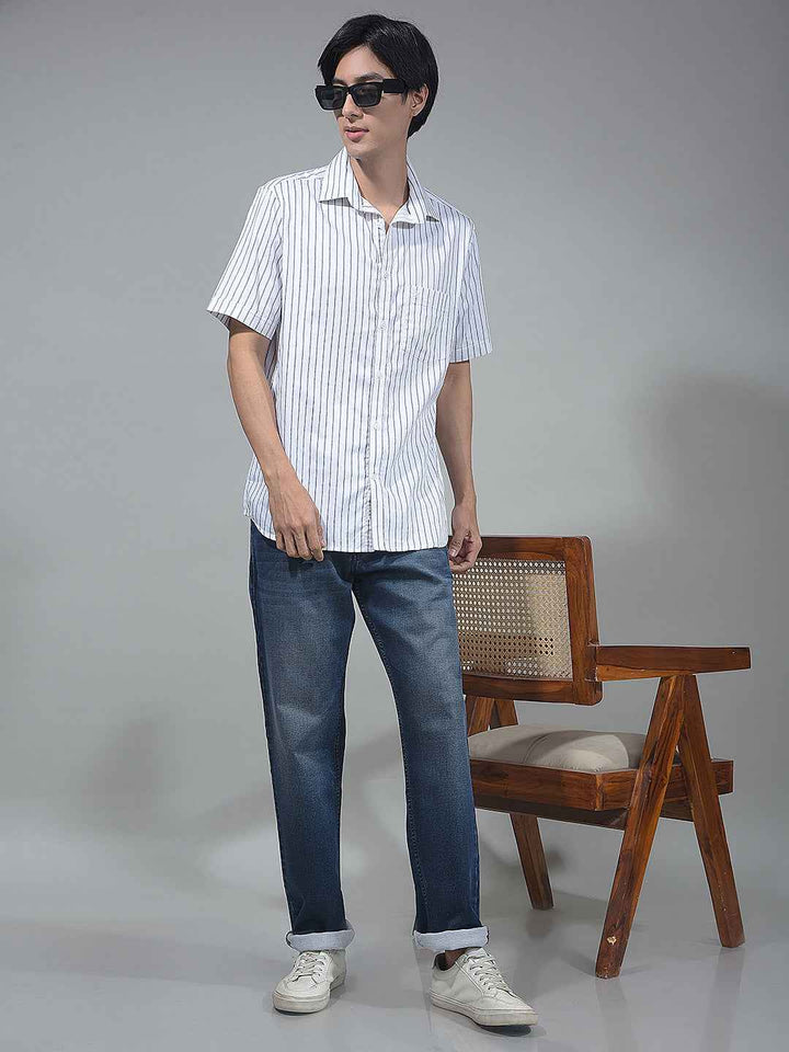 White Vertical Striped Shirt