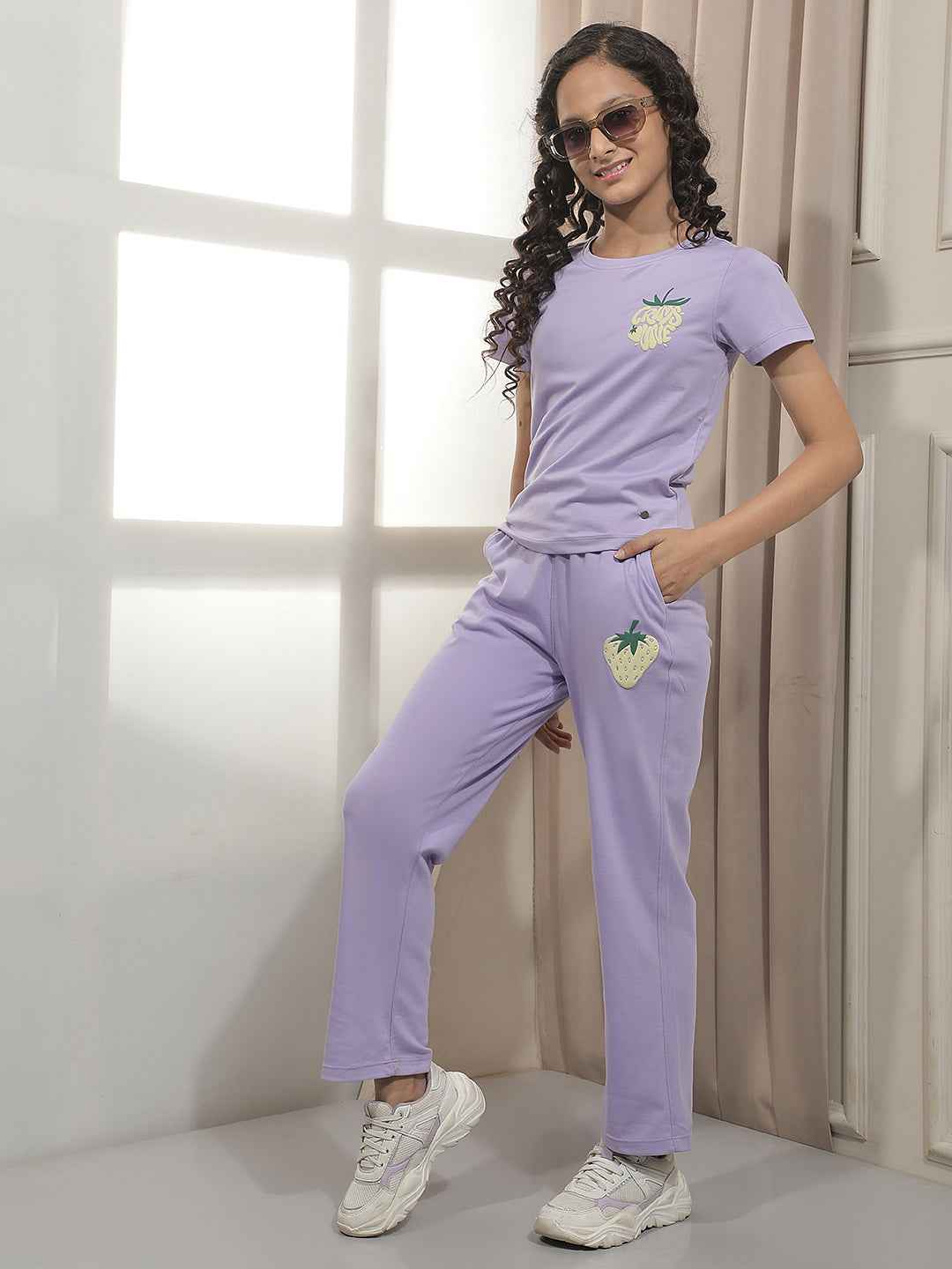 Purple Embroidery Trackpants