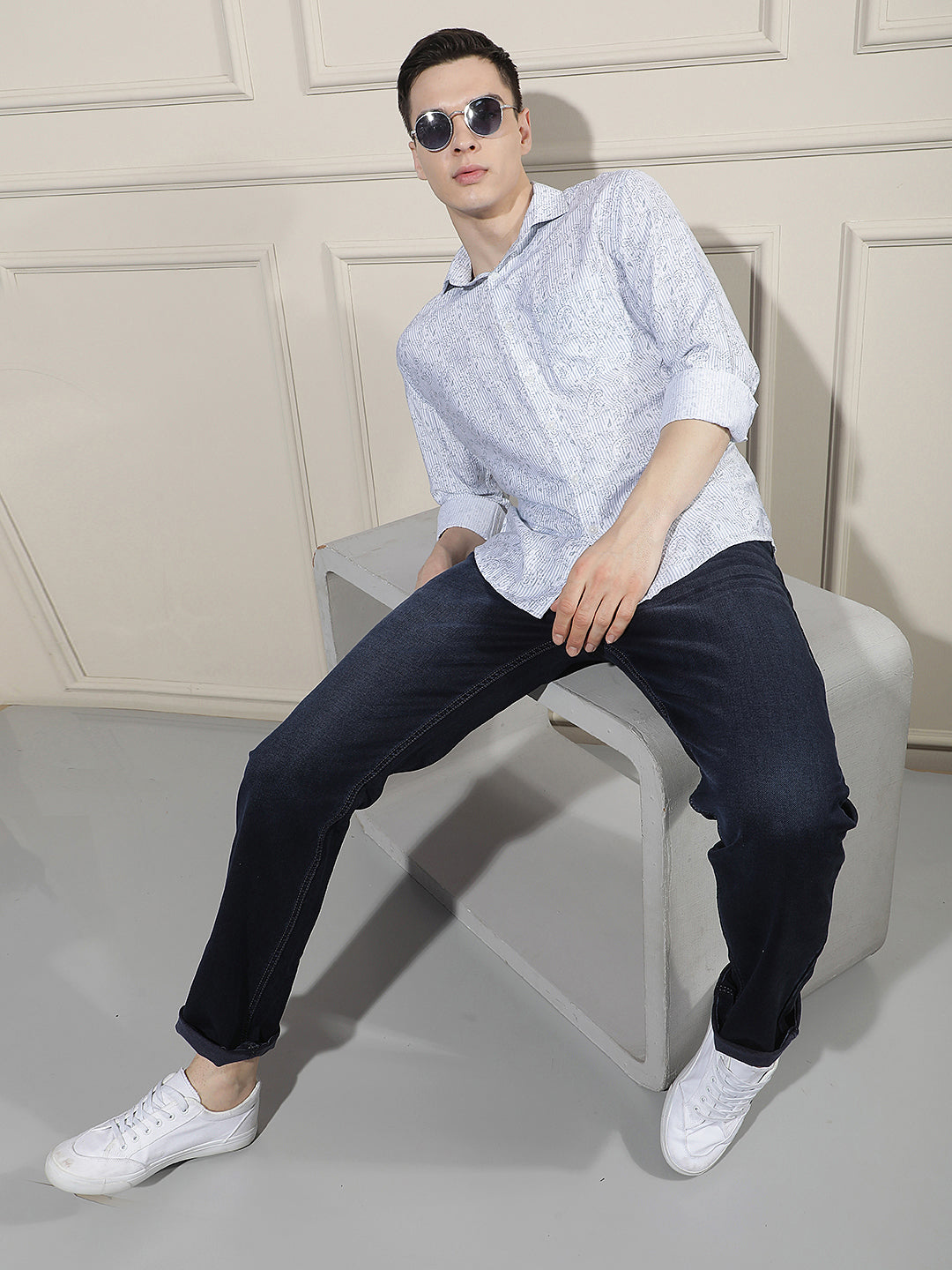 Navy Blue Straight Jeans