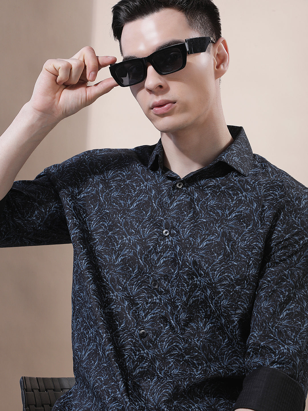 Blue Floral Print Shirt