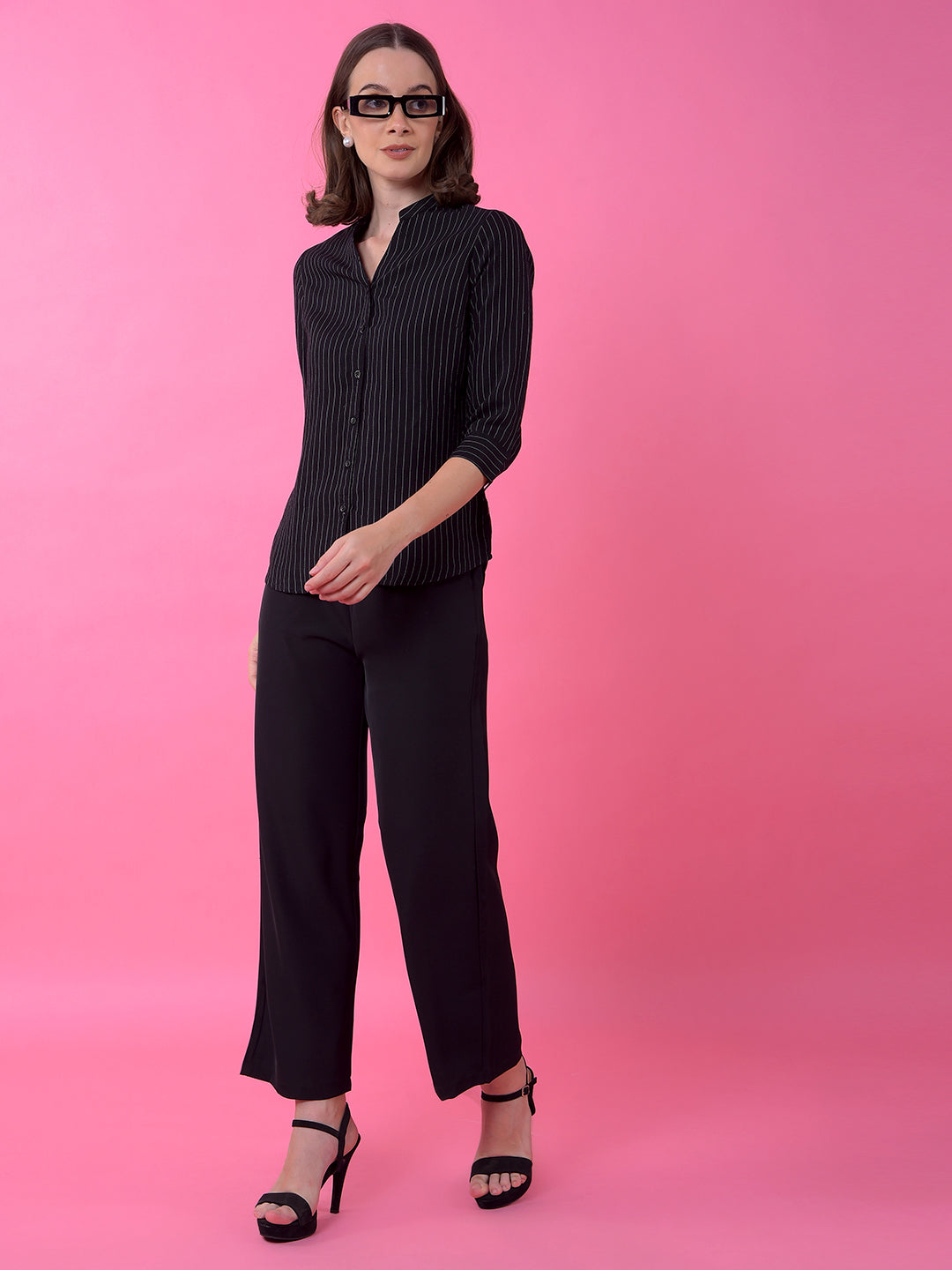 Black Straight Linen Trousers