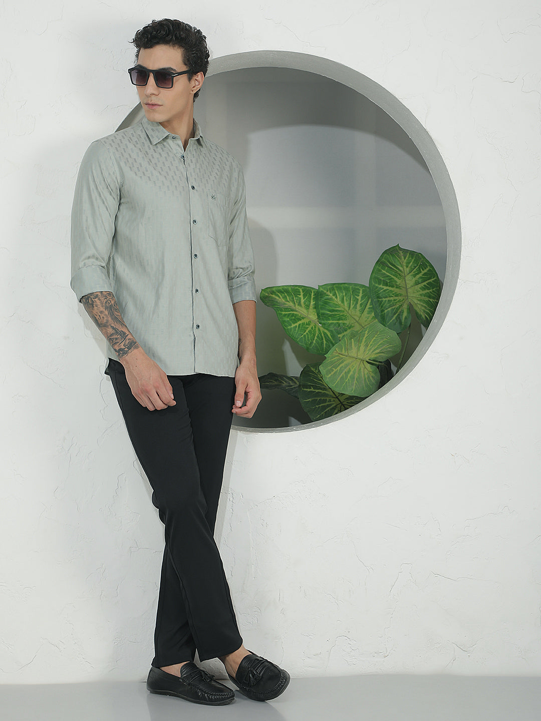 Luxe Forest Green Jacquard Shirt