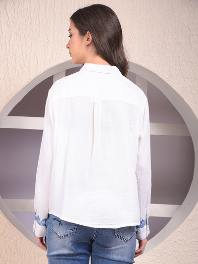 White Embroidered 100% Cotton Shirt