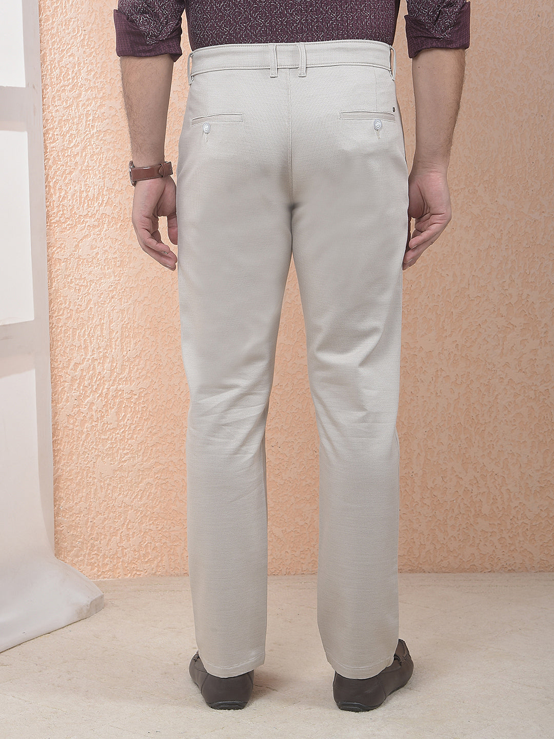 Beige Straight Trousers