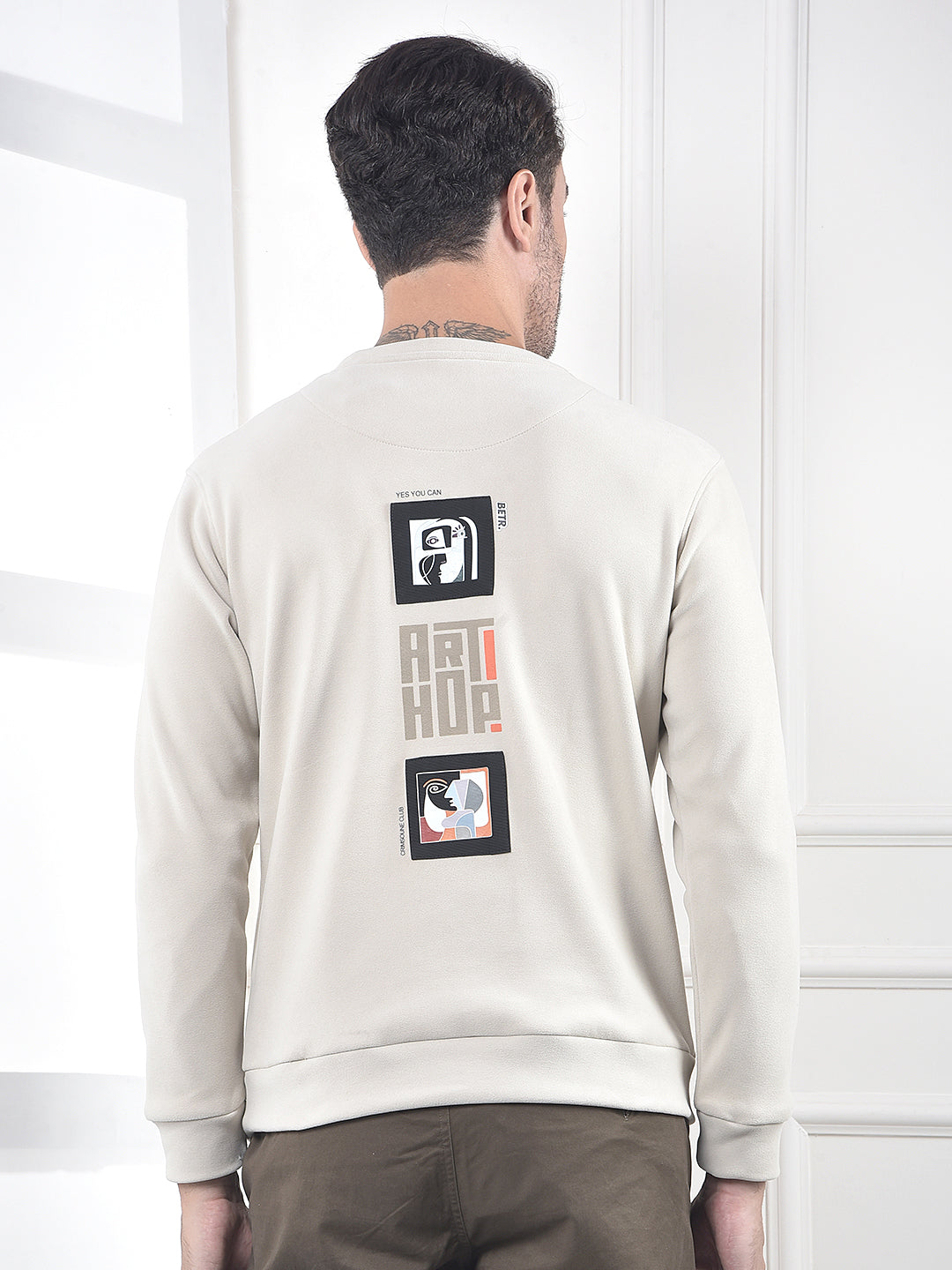 Beige Graphic Print Sweatshirt