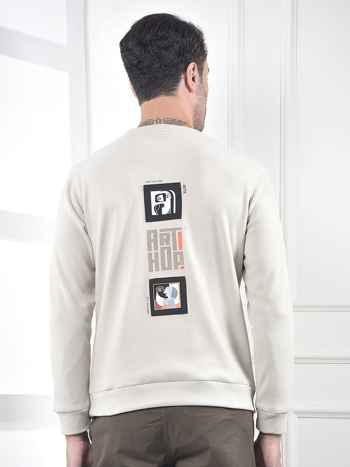 Beige Graphic Print Sweatshirt