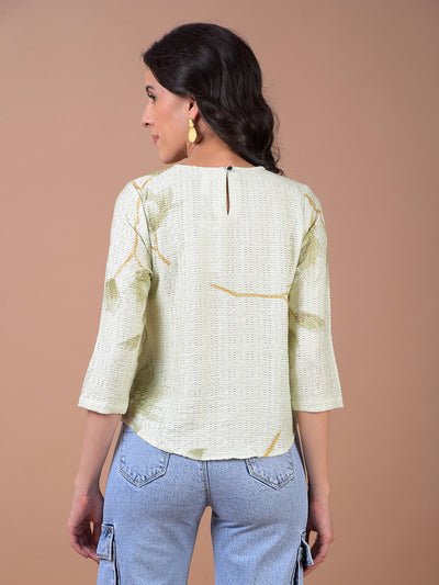 Green Floral Print Top