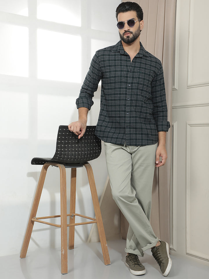 Green Checked 100% cotton Shirt