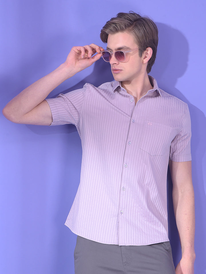 Purple Vertical Stripes 100% Cotton Shirt