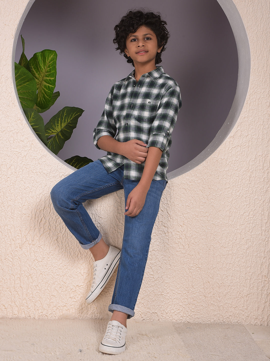 Green Checked 100% Cotton Shirt