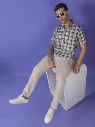 Beige Printed Trousers