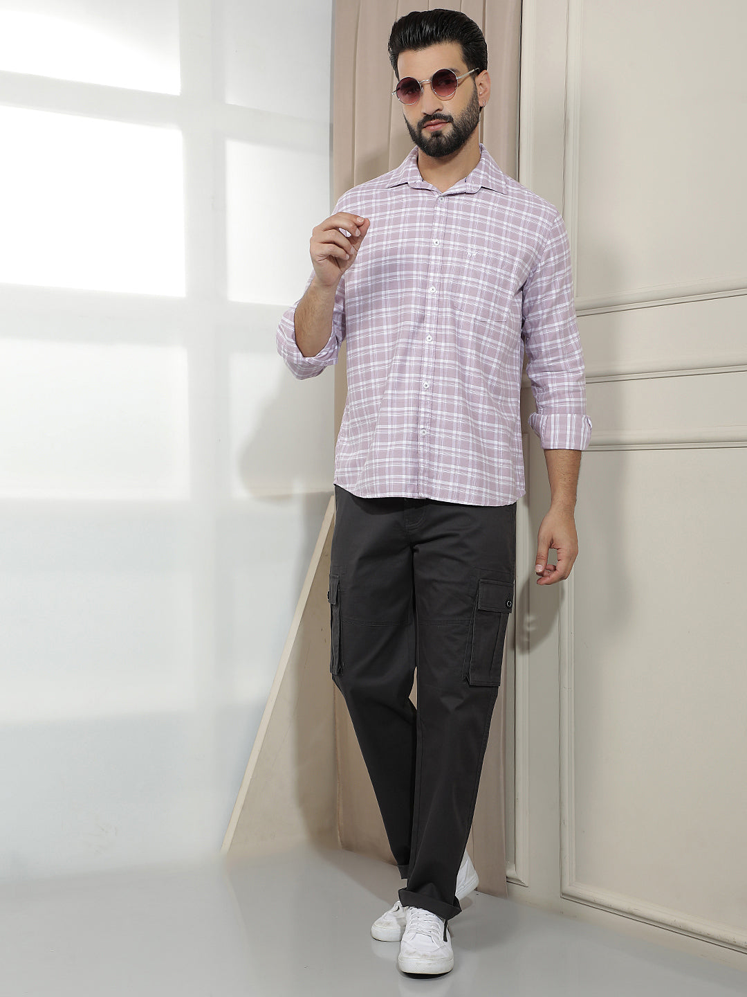 Classic Plum Purple Checked Shirt