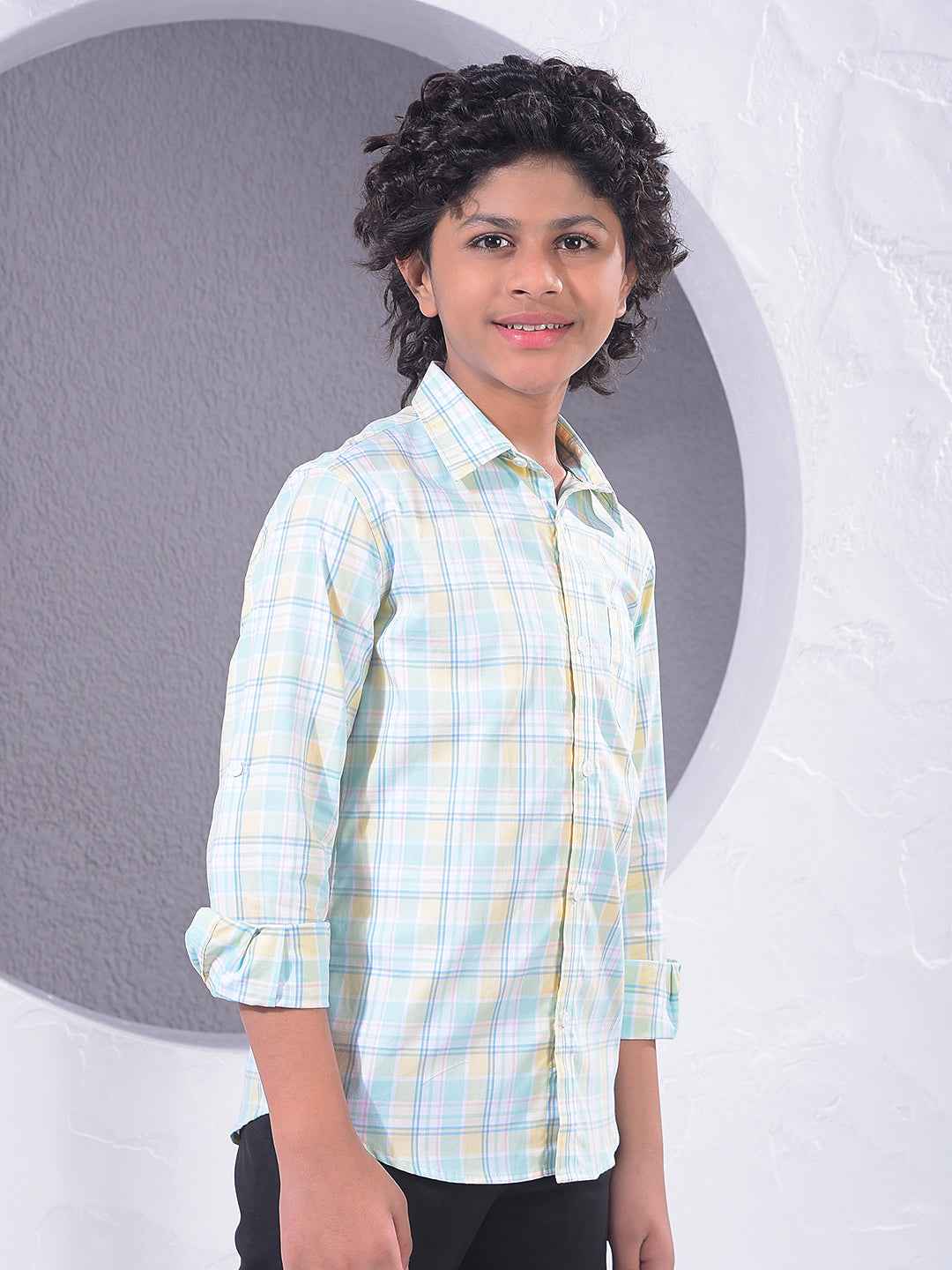 Green Checked 100% Cotton Shirt