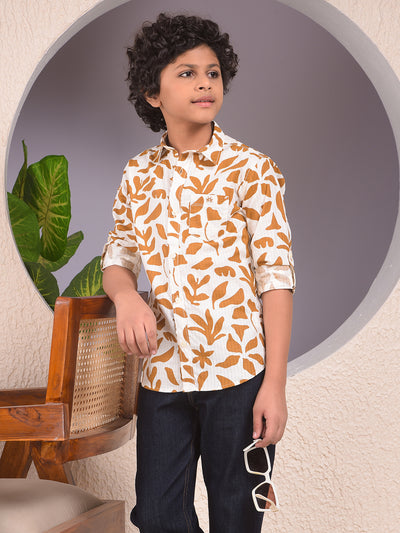 Brown Floral Print Shirt