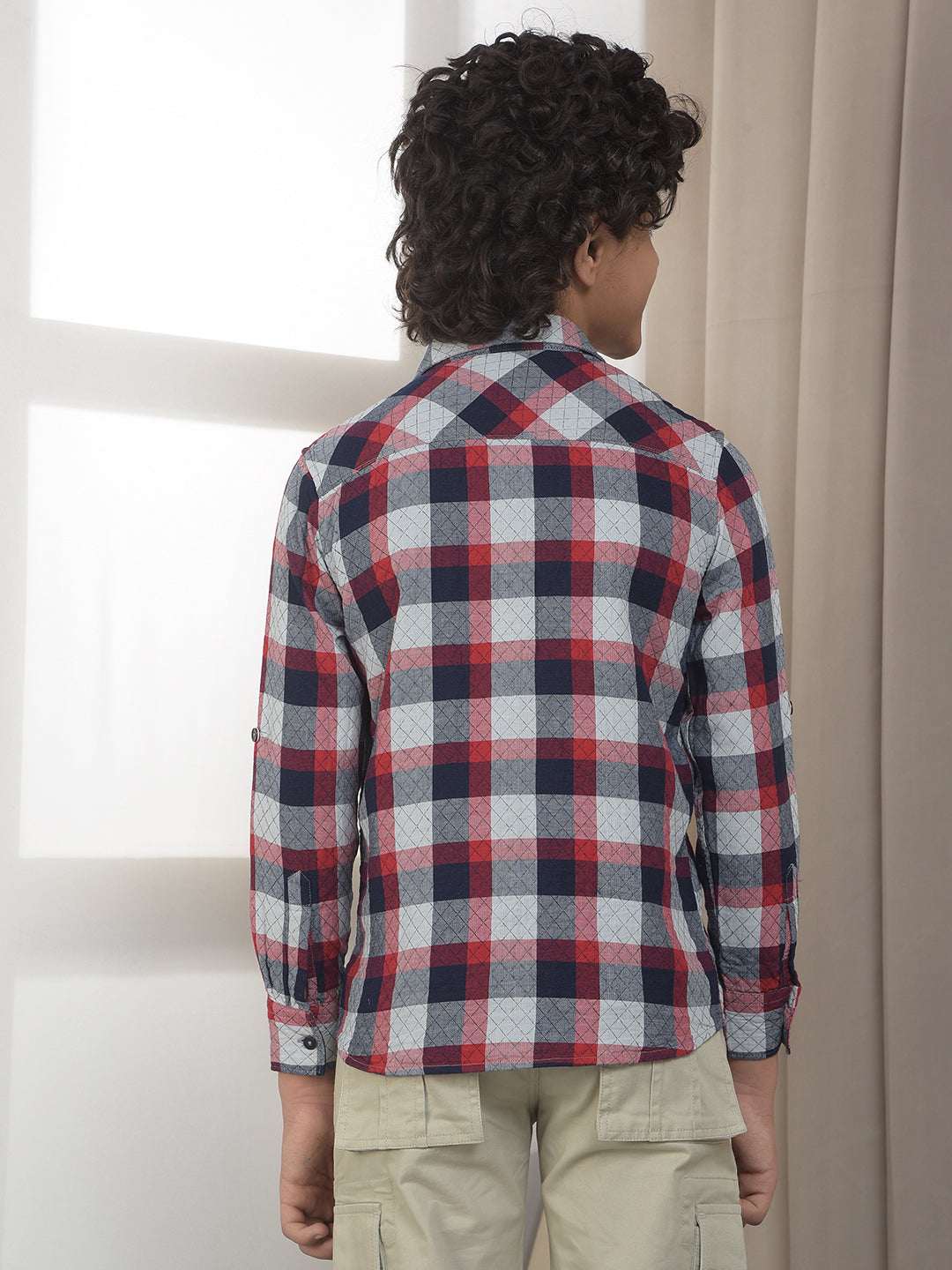 Maroon Checked 100% Cotton Shirt