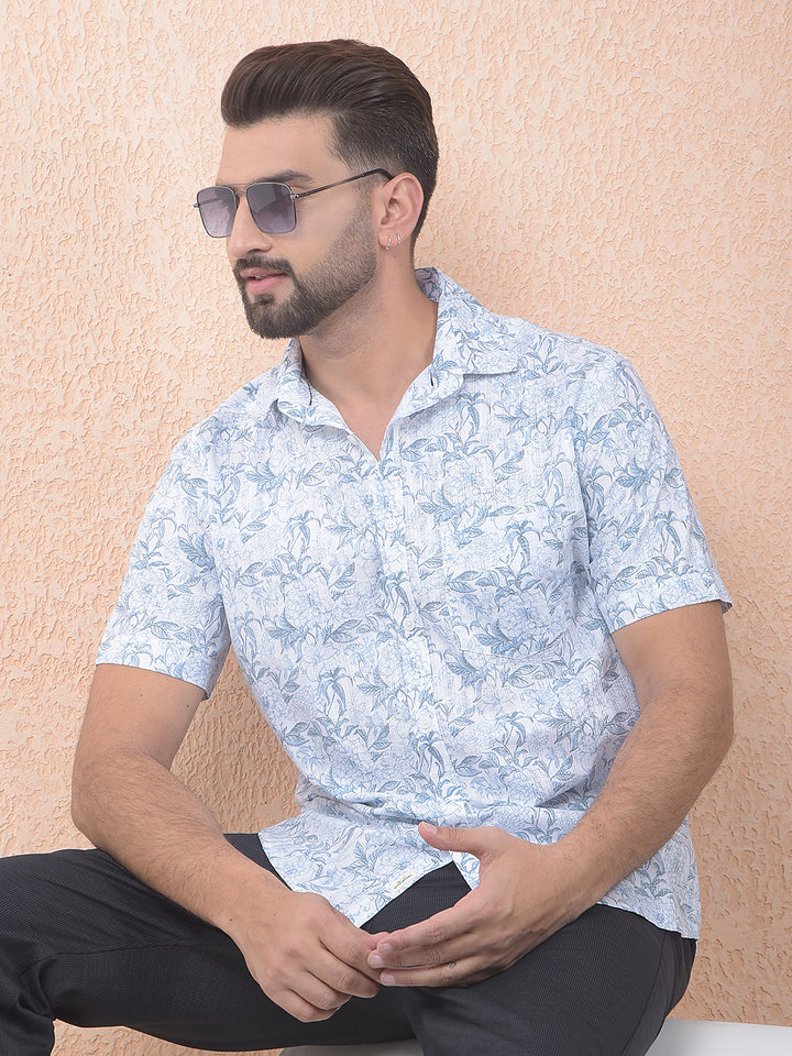 Blue Floral Print Shirt