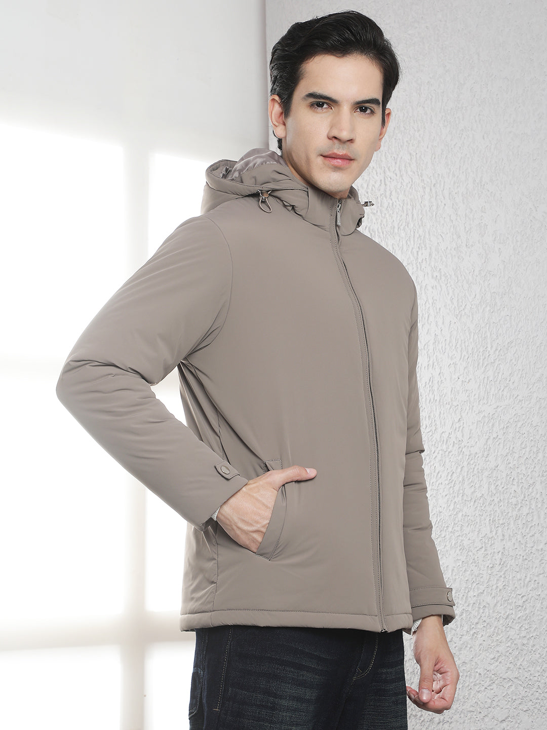 Khaki Padded Hooded Jacket