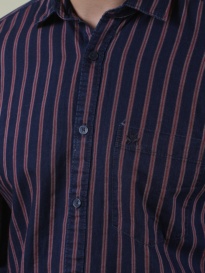 Red Vertical Stripes 100% Cotton Shirt