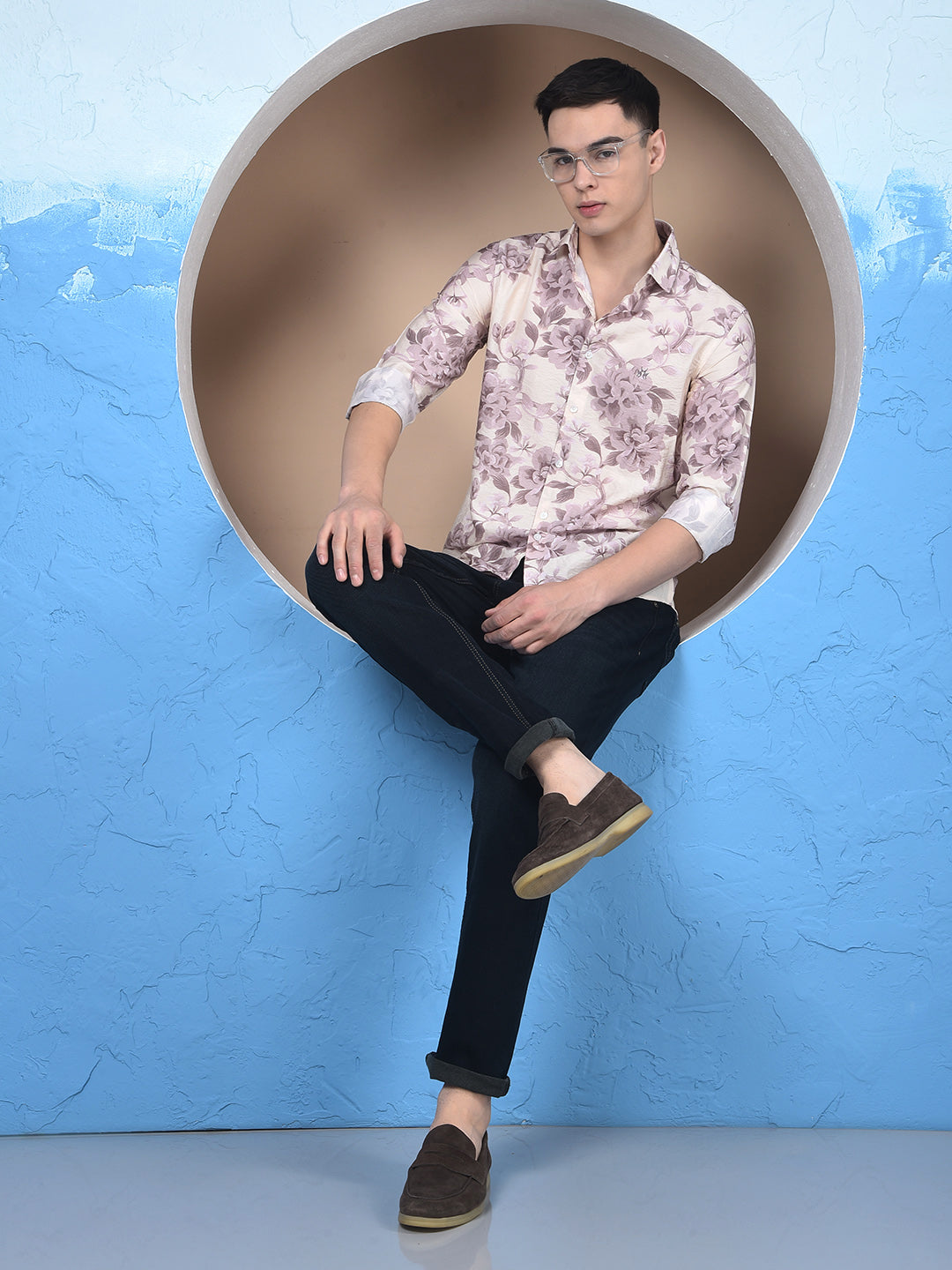 Purple Floral Print Shirt