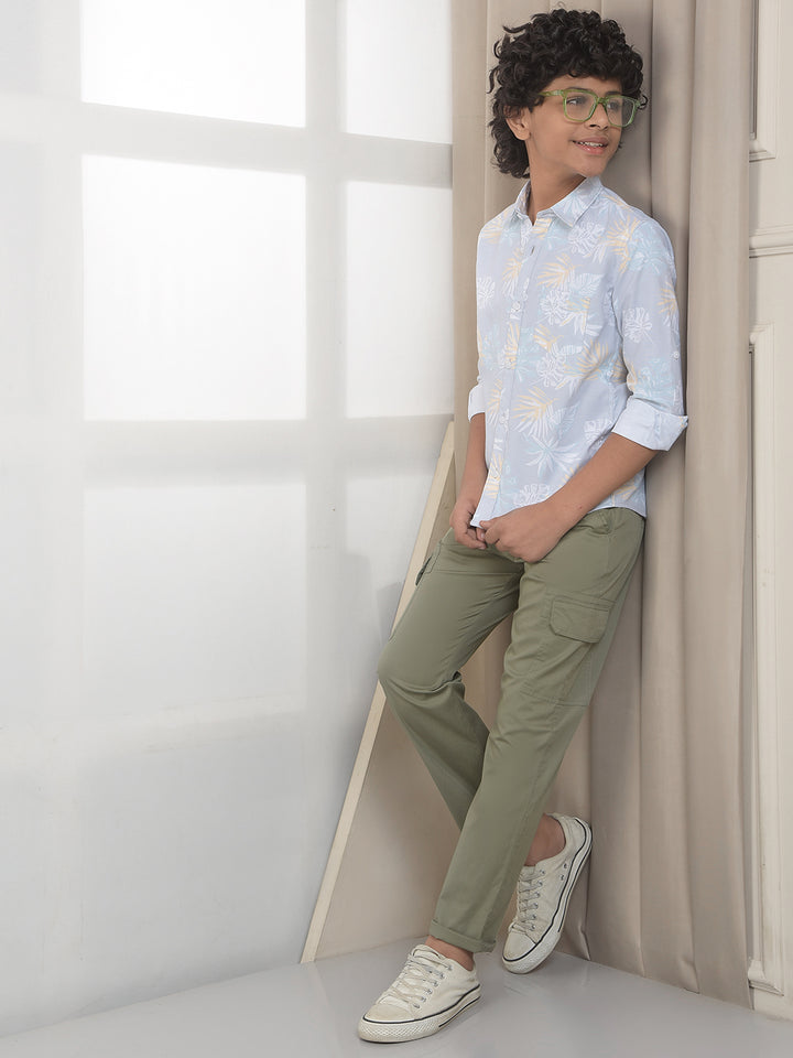 Olive Cotton Stretchable Cargo Trousers