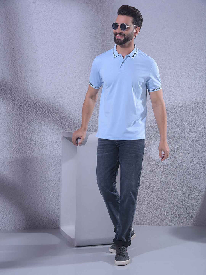 Blue Polo Neck T-Shirt