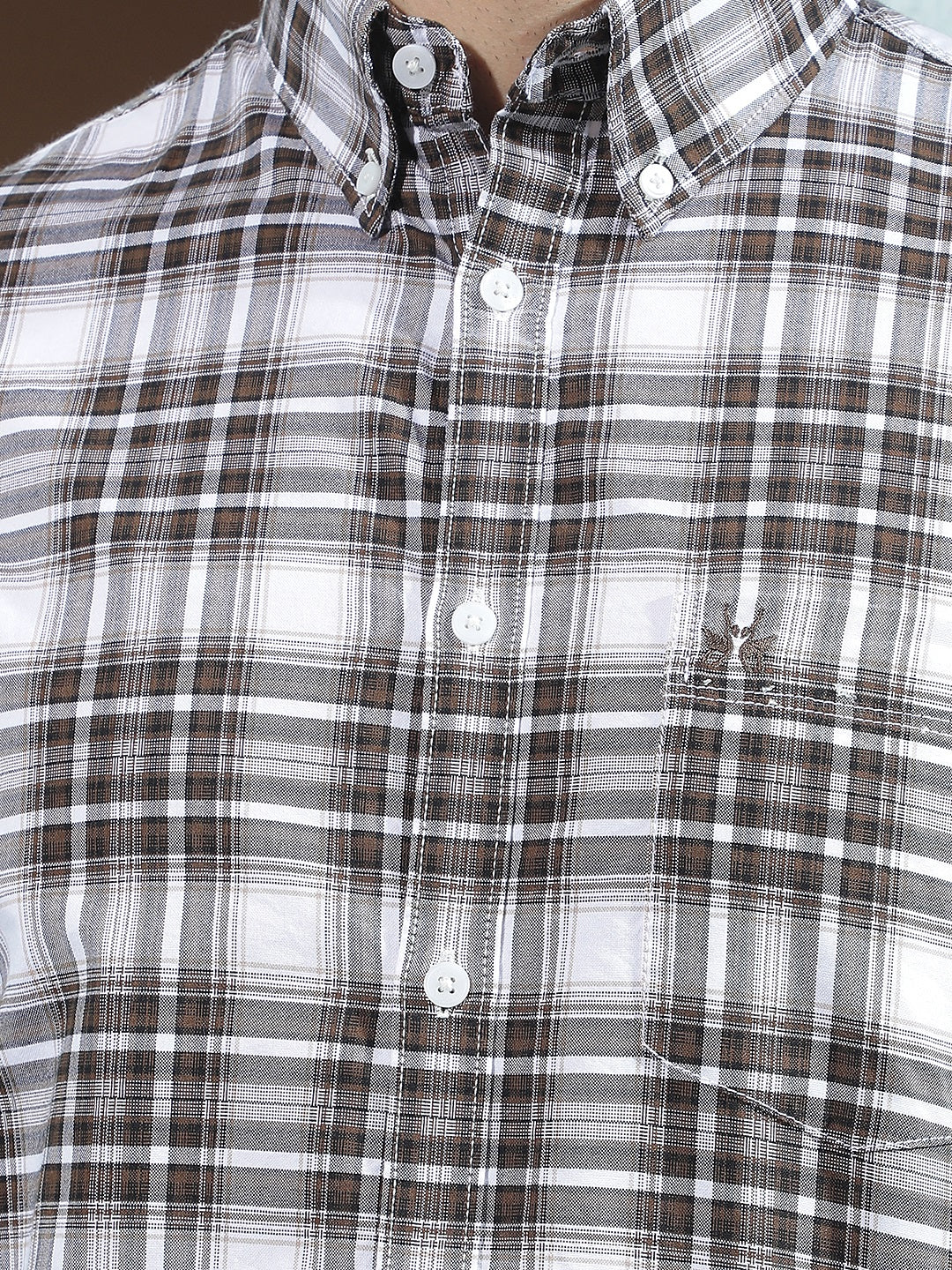 Brown 100% Cotton Checked Shirt