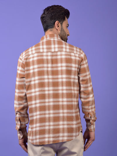 Brown Checked 100% Cotton Shirt