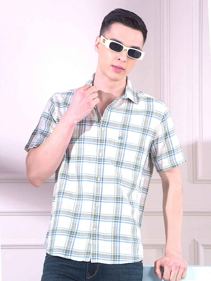 Green Linen Checked Shirt