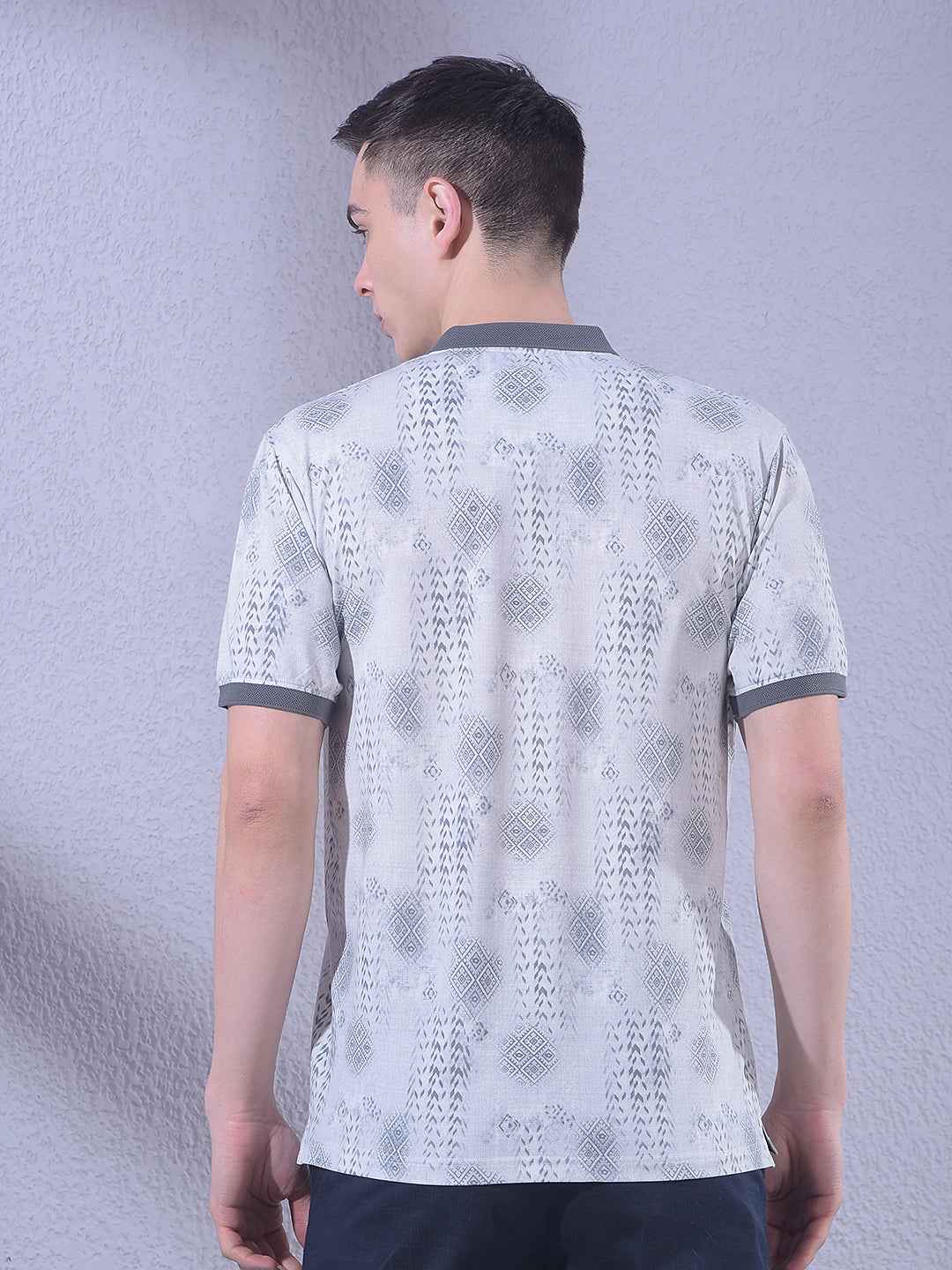 Beige Printed Accent T-Shirt