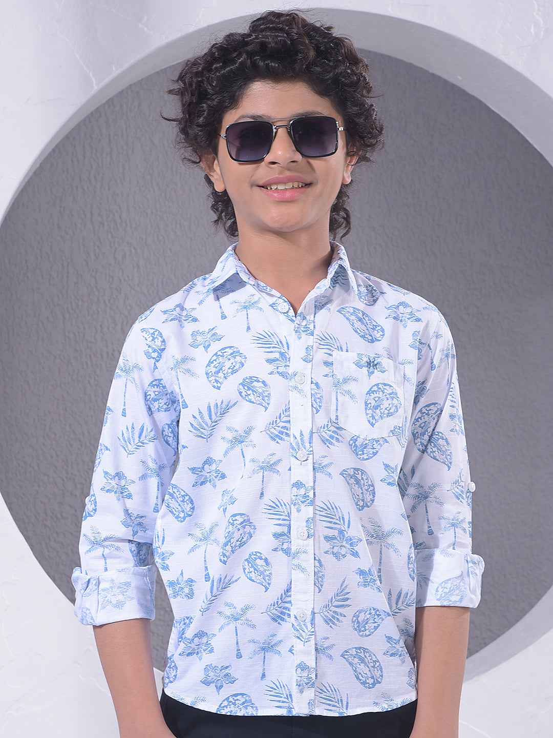 Blue Floral Print Shirt