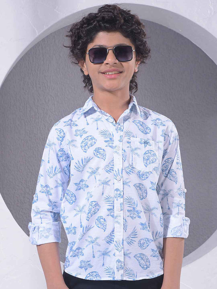 Blue Floral Print Shirt