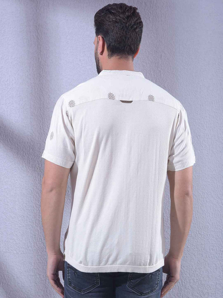 Luxurious Beige Jacquard Weave Kurta