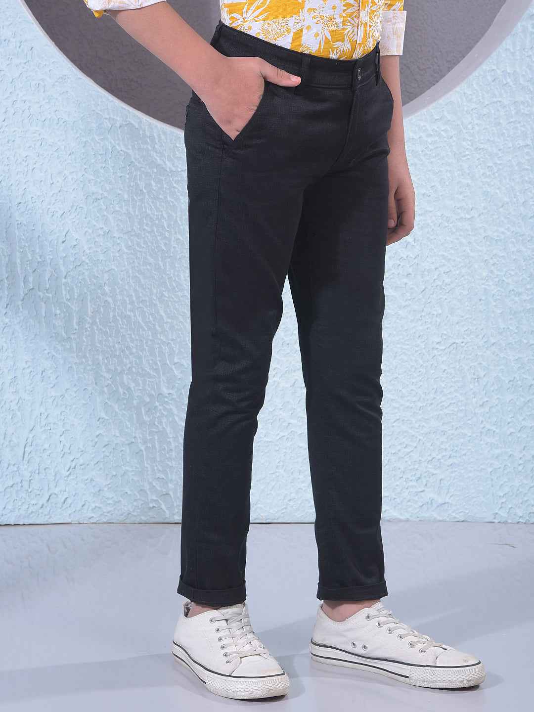 Black Textured Trousers