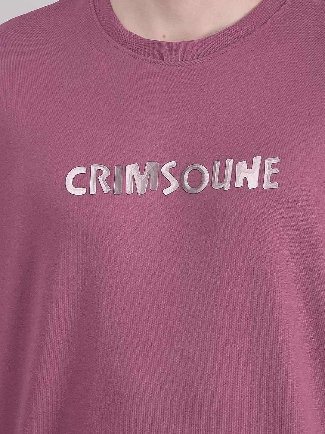 Mauve Typographic 100% Cotton Oversize T-Shirt