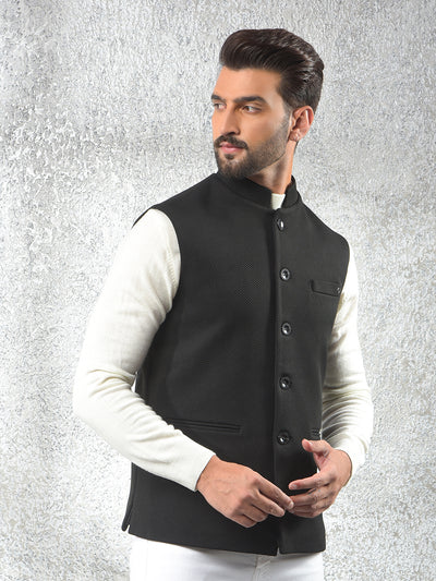 Black Jacquard Waist Coat