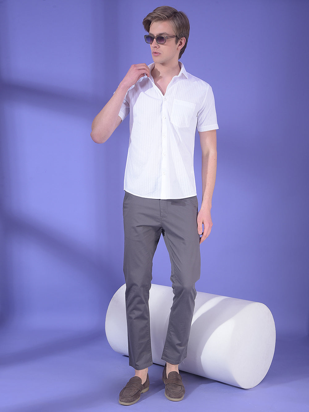 White Vertical Stripes 100% Cotton Shirt