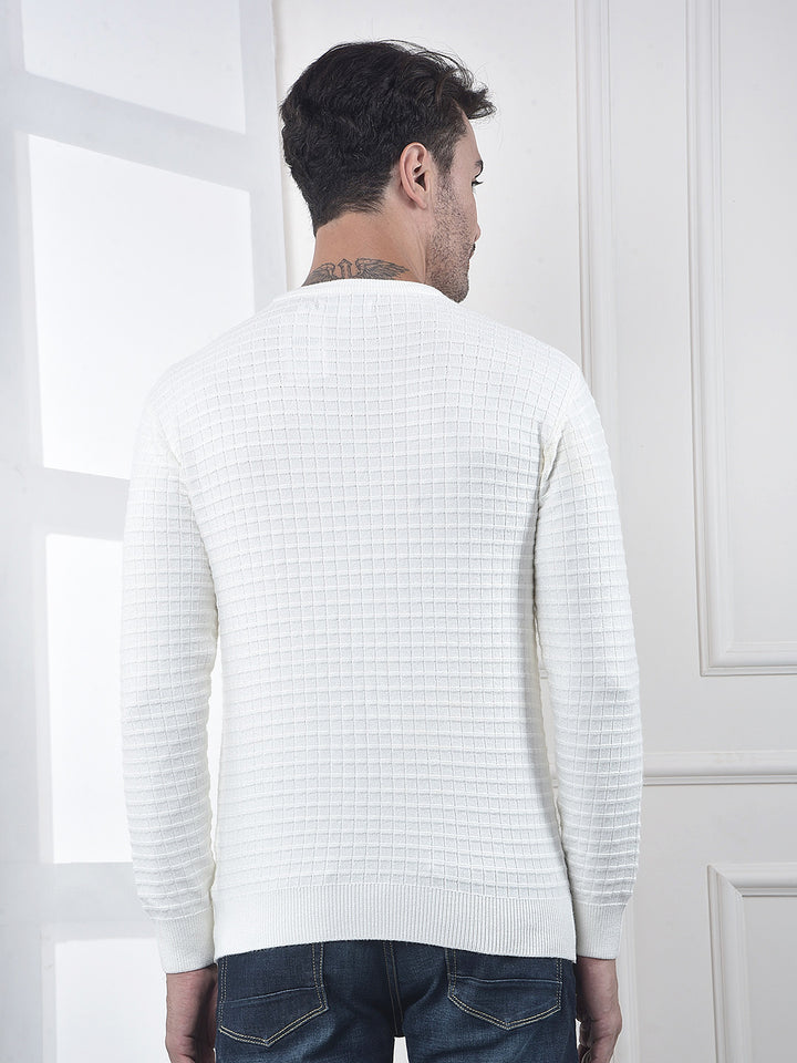 Off White Jacquard Knitted Sweater