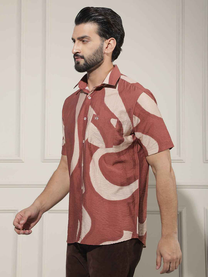Brown Abstract Printed Shirt