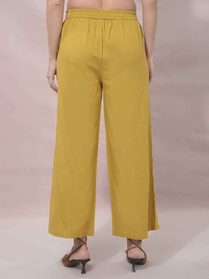 Mustard Wide Leg Casual Trousers
