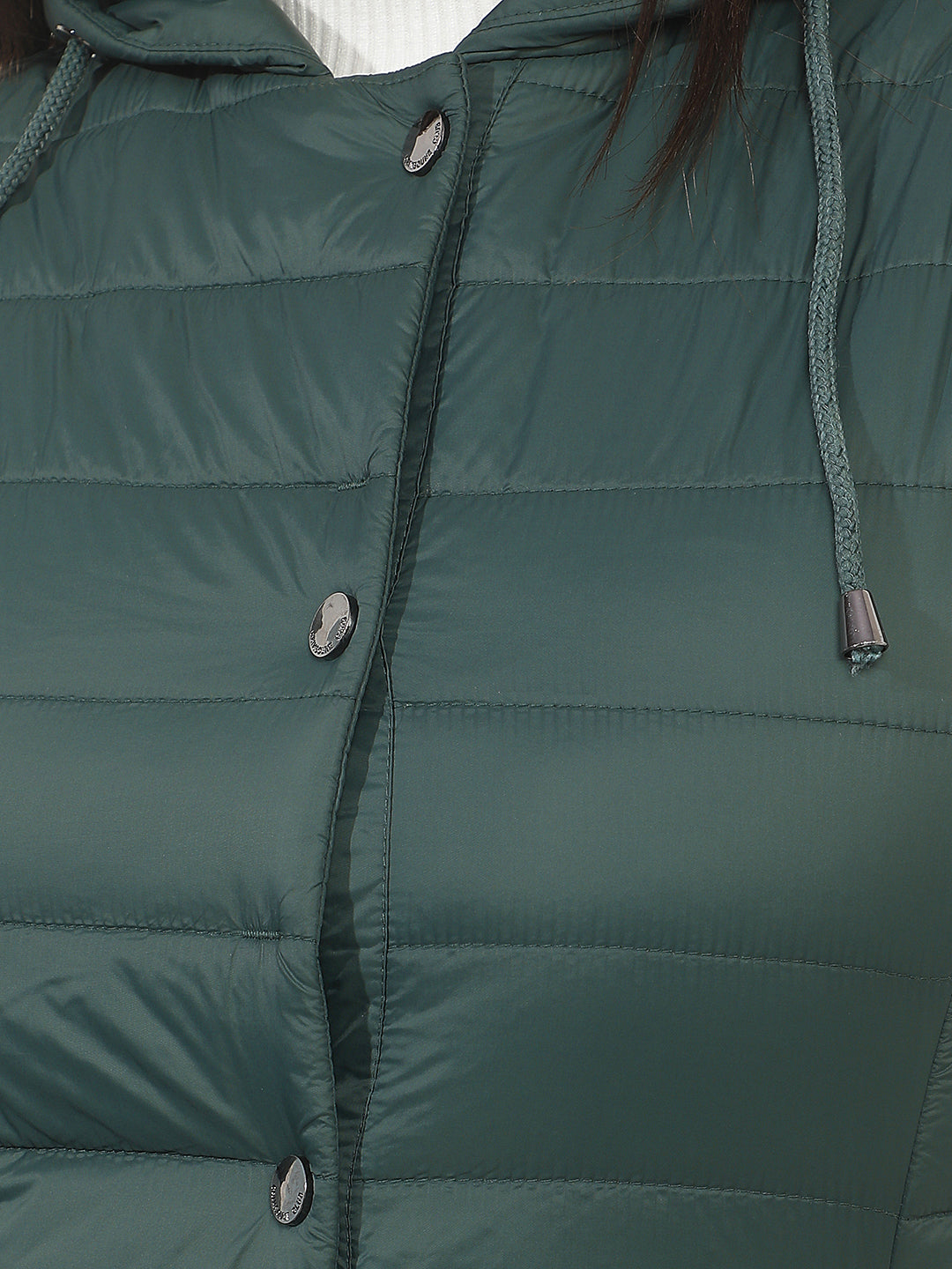 Green Sleeveless Hooded Puffer Jacket