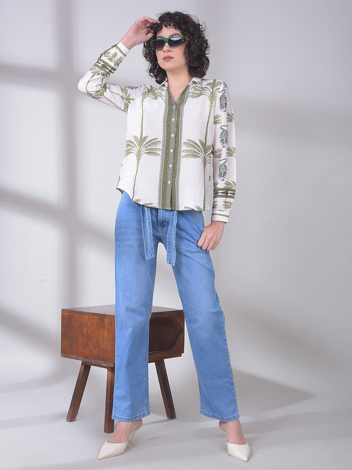 Green Floral Print Shirt