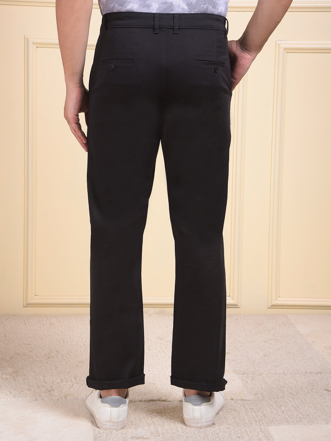 Noir Black Straight Trousers