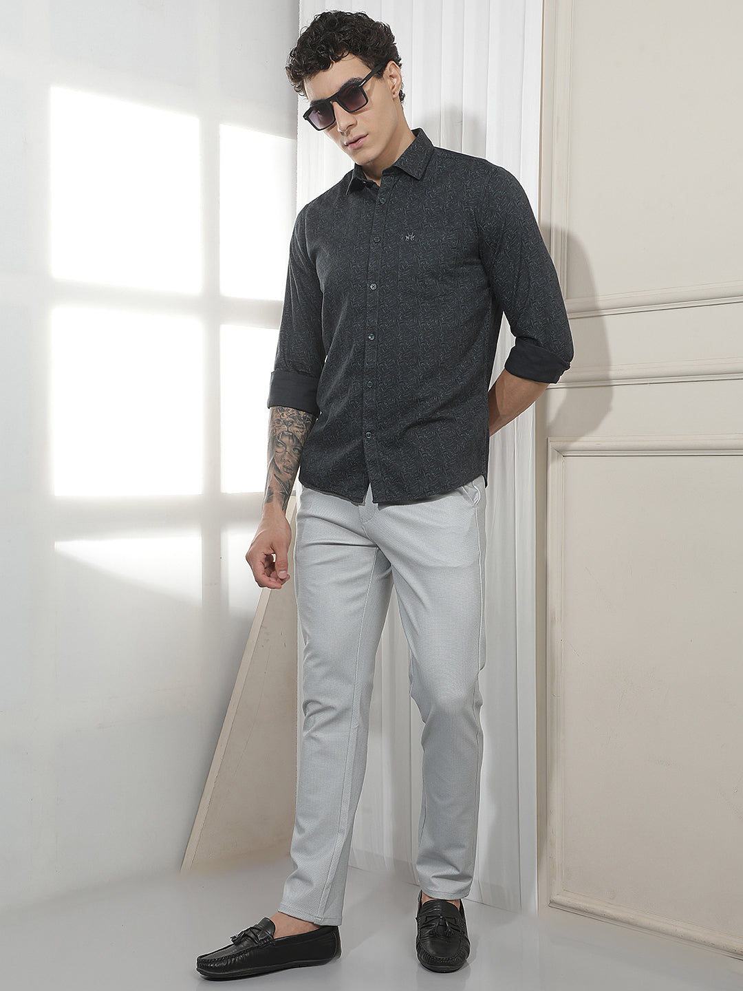 Charcoal Floral Print Shirt