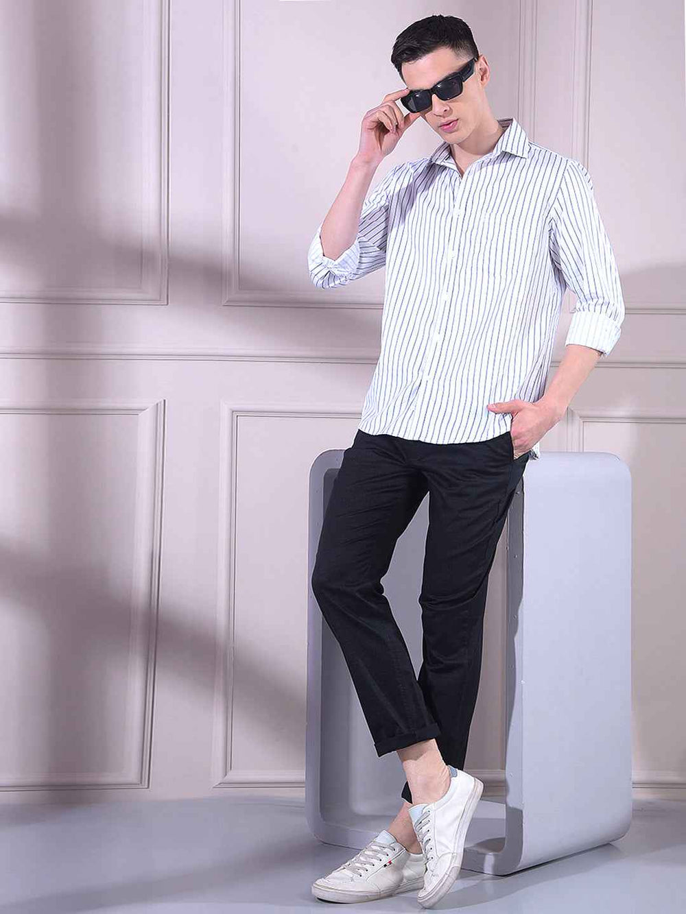 White Vertical Stripes Shirt