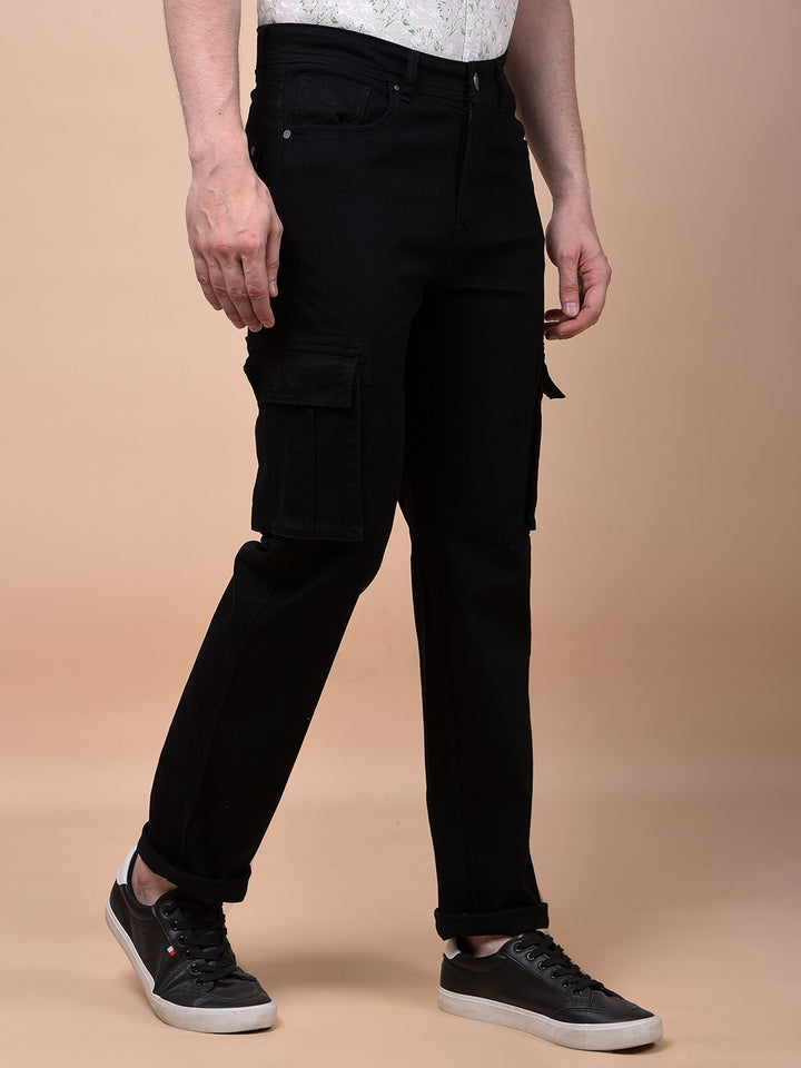 Black Straight Cargo Jeans